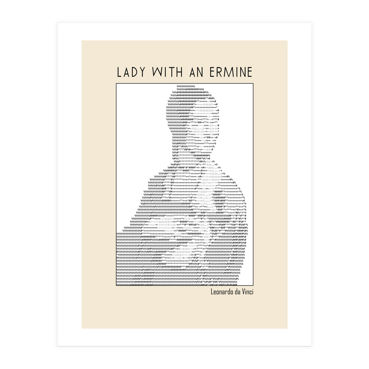 Lady With An Ermine – Leonardo Da Vinci Ascii Art (Print Only)