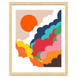 Head In The Clouds, Positivity Nature Sunrise Sunset, Sky Bohemian Comic Retro Eclectic Illustration thumbnail
