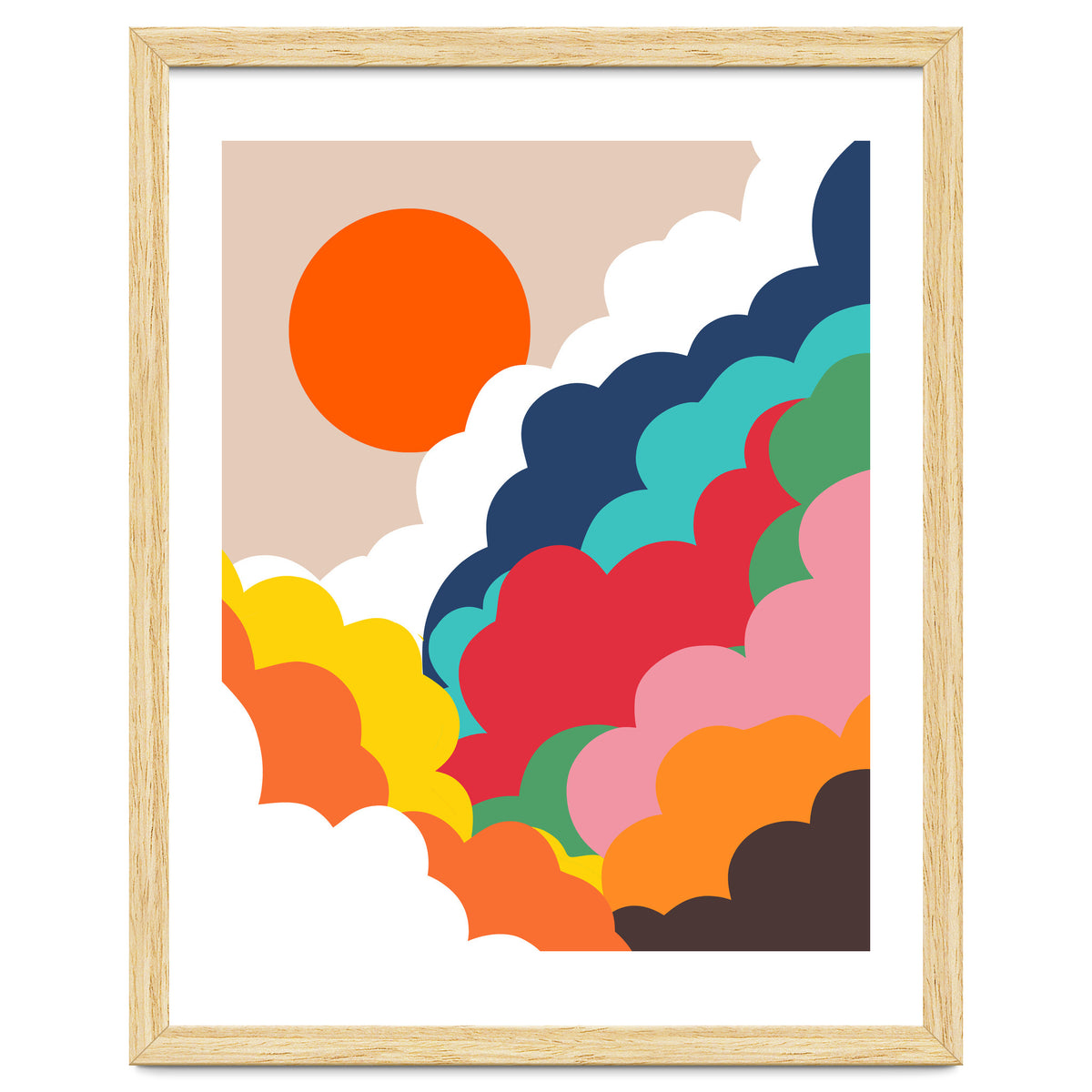 Head In The Clouds, Positivity Nature Sunrise Sunset, Sky Bohemian Comic Retro Eclectic Illustration