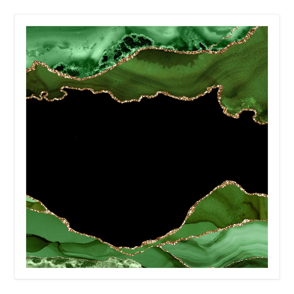 Green & Gold Agate Texture 18  (Print Only)