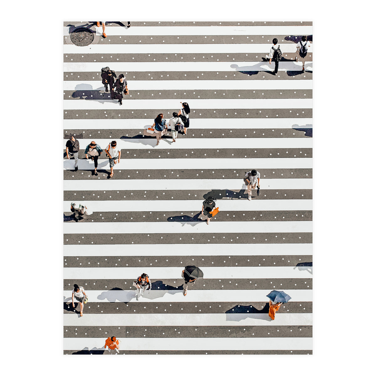 Rain Crossing | Polka Dots Zebra Crossing On The Street | Rain Eclectic Modern Graphic Design (Print Only)