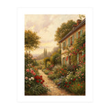 Idyllic Sunlit Cottage Garden Oil Painting (Print Only) thumbnail