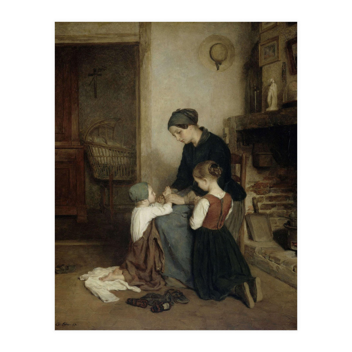 The Evening Prayer. Dating: 1857. Measurements: h 46.5 cm × w 38.5 cm; d 6.4 cm. (Print Only)