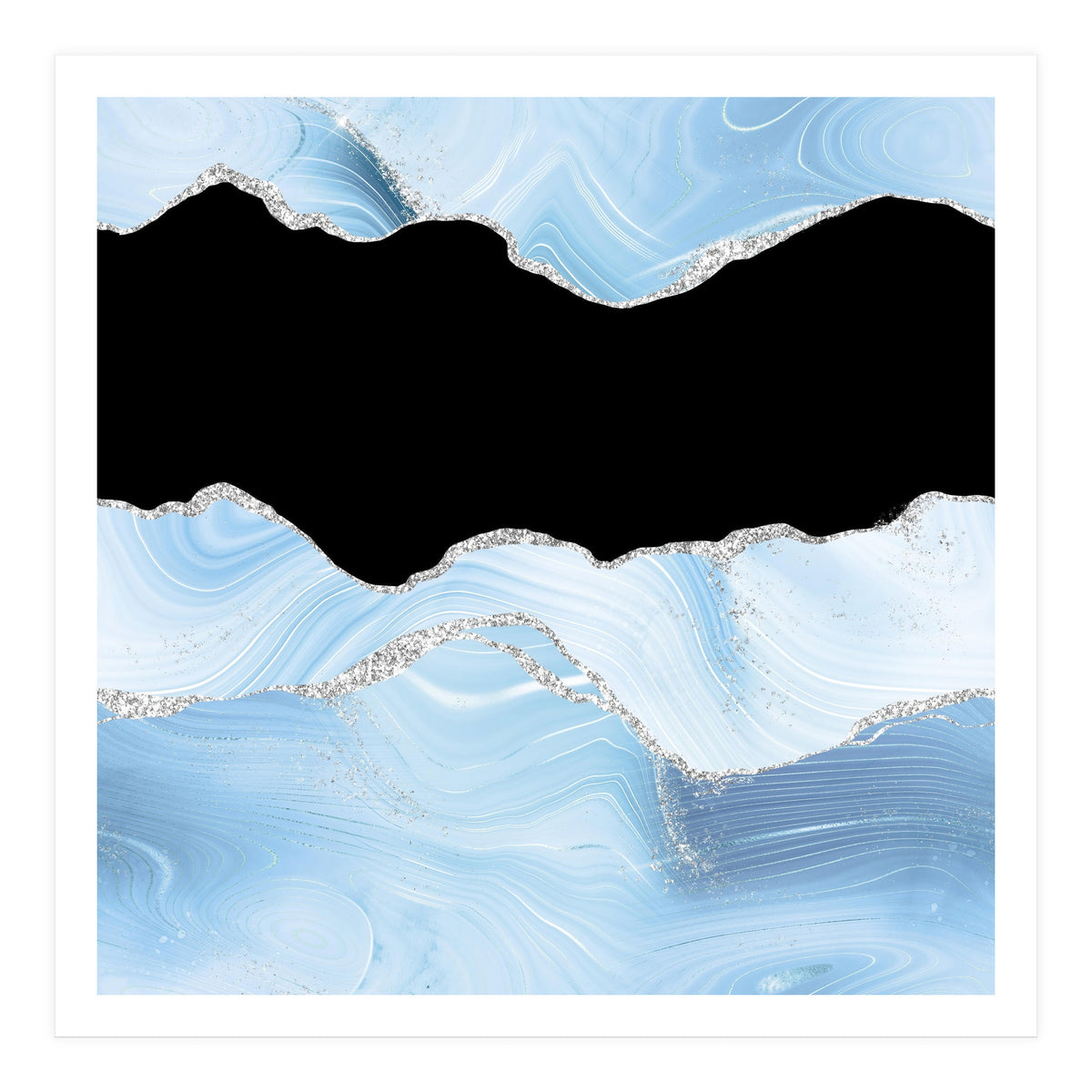 Blue & Silver Agate Glitter Texture 03 (Print Only)