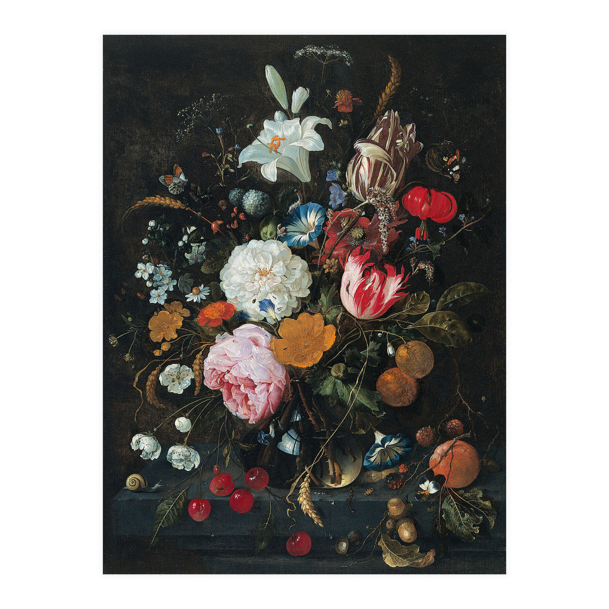 Jan Davidsz. de Heem (Utrecht, 1606-Amberes, 1683/4). Flowers in a glass Vase with Fruit (ca. 166... (Print Only)