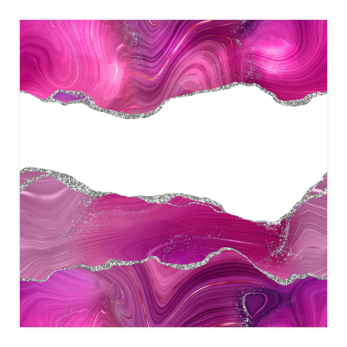 Magenta & Silver Agate Texture 08  (Print Only)