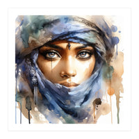 Blue Veil Tuareg Woman Portrait (Print Only)