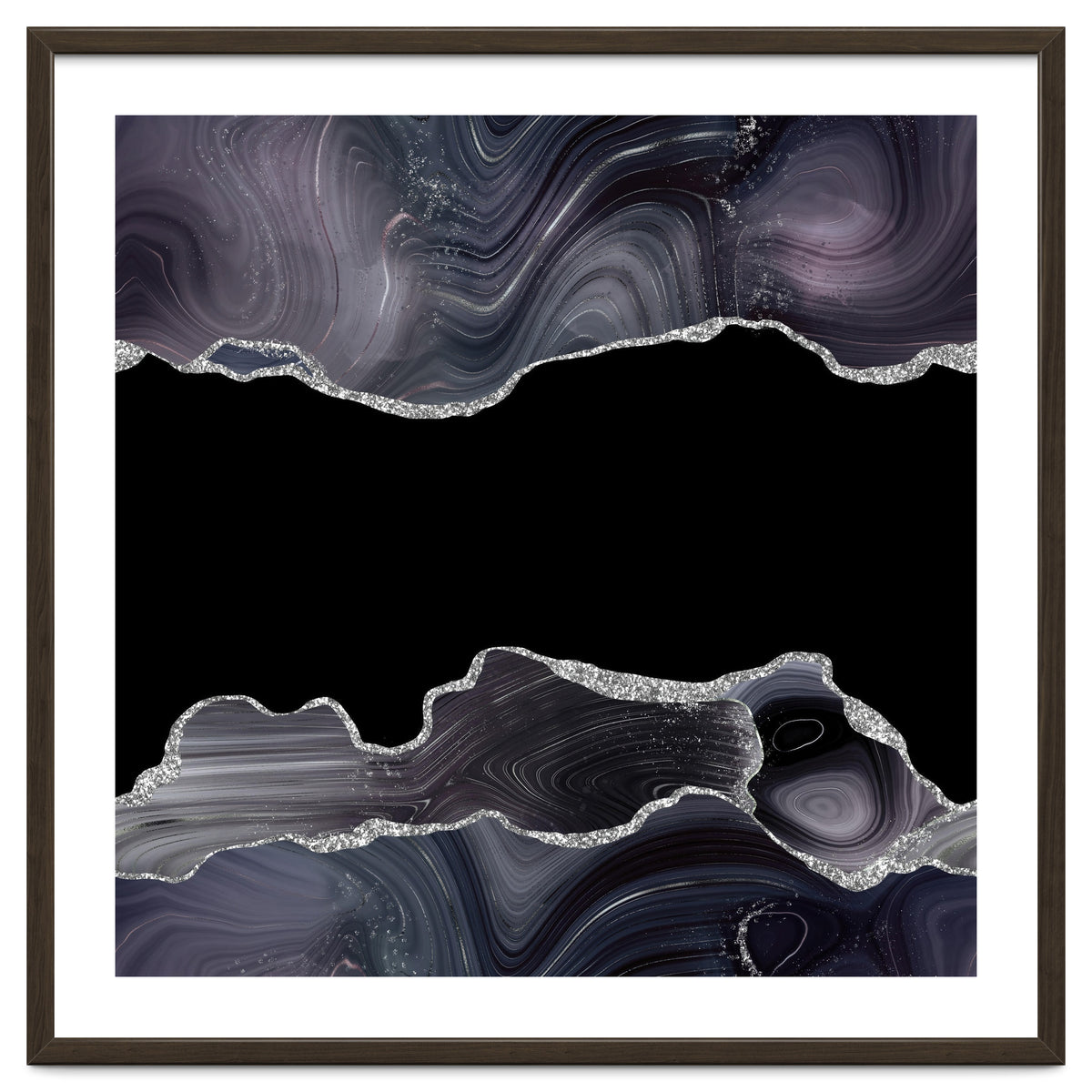 Black & Silver Glitter Agate Texture 03