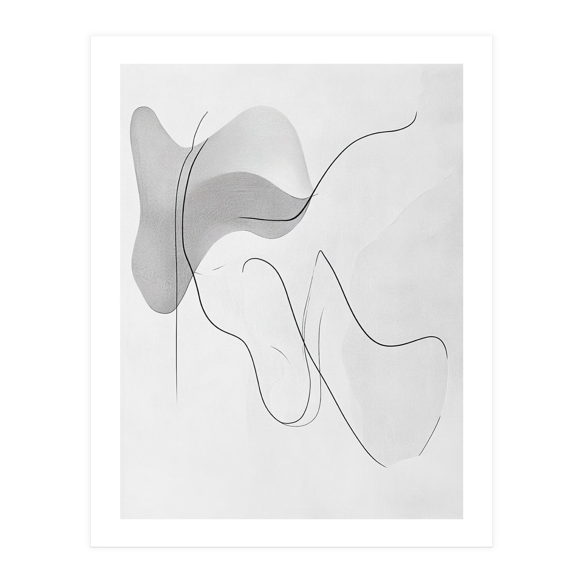 Abstract Black And White Flowing Lines And Shapes (Print Only)