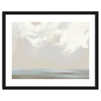 Abstract muted sea and clouds oil painting
