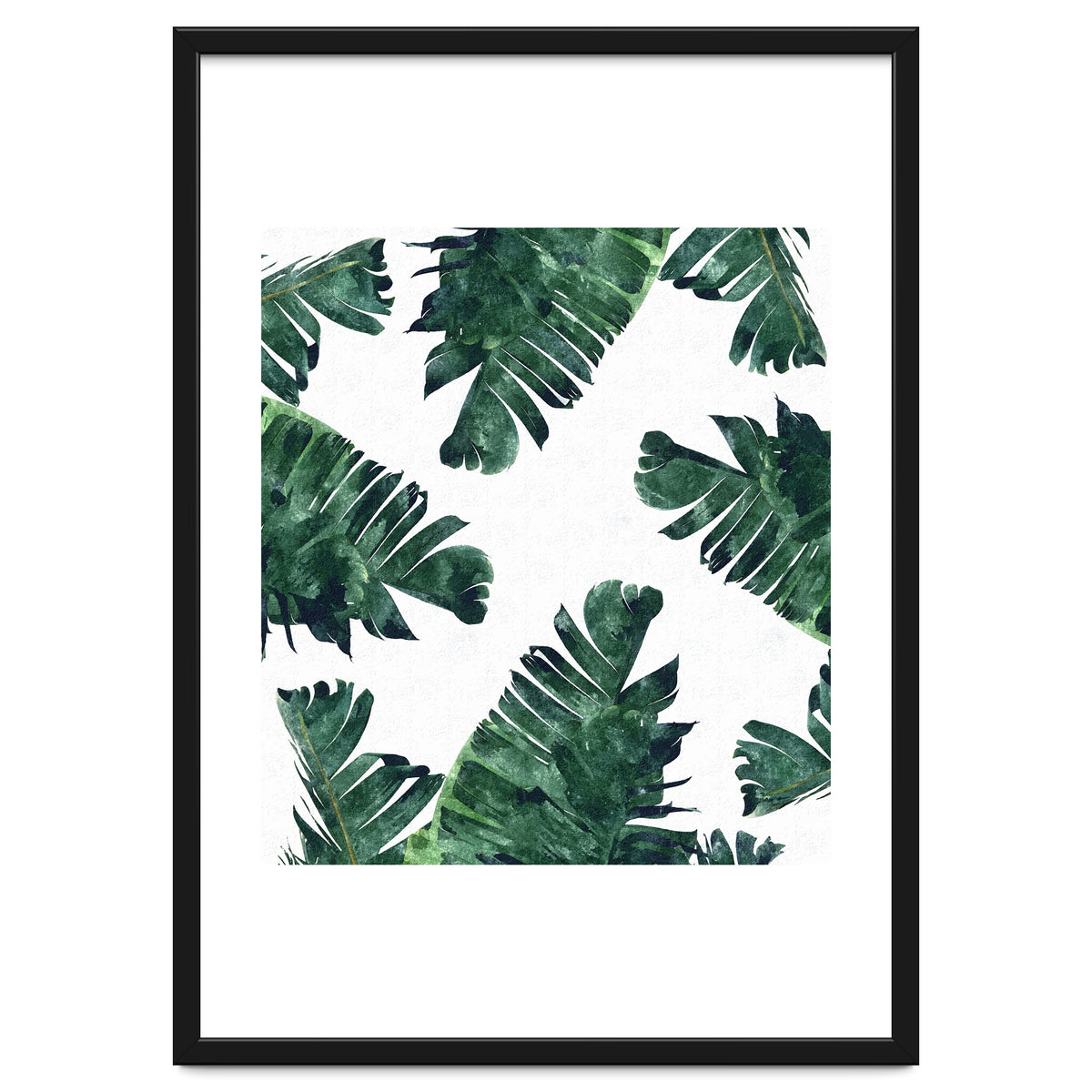 Banana Leaf Watercolor Painting, Tropical Nature Botanical Palm Illustration Bohemian Minimal Luxe