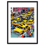 New York Minute, Yellow Taxi Cab Manhattan Downtown Busy Street, Traffic People Buildings Times Square Eclectic Road Architecture thumbnail