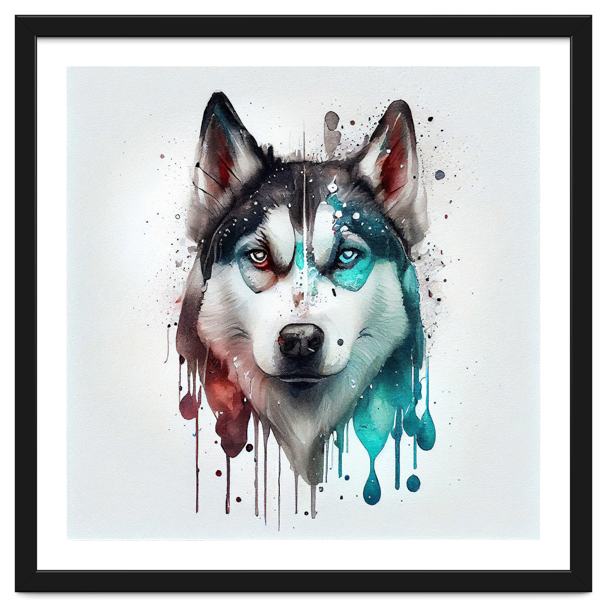 Watercolor Siberian Husky Dog