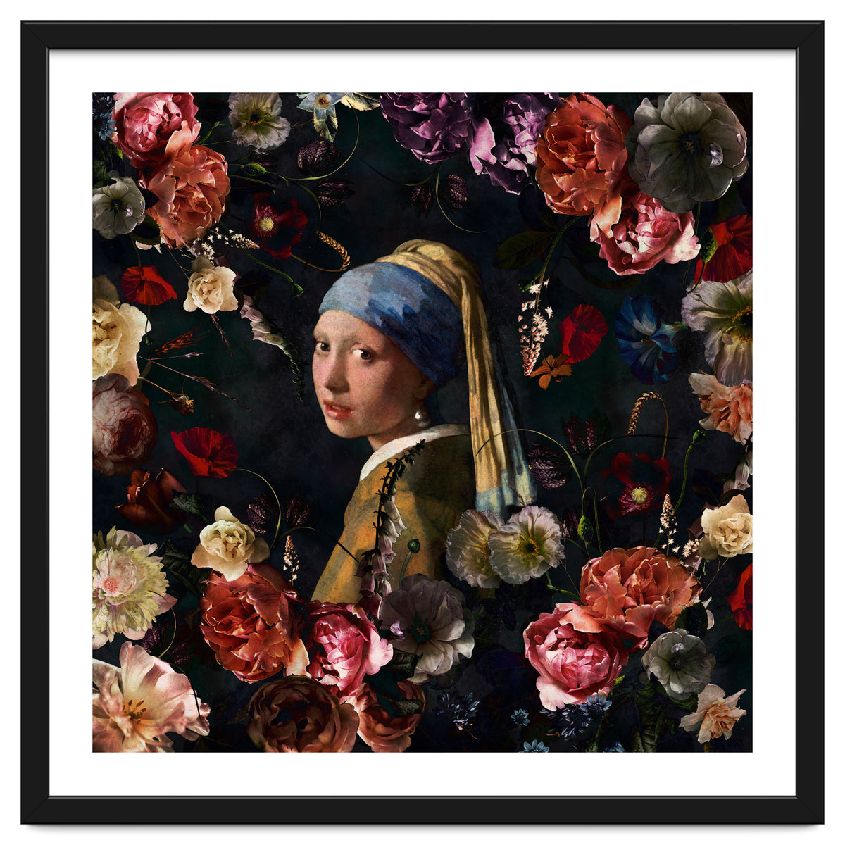 Girl With Pearl Earring And Flowers