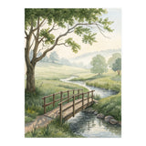 The Quiet Crossing: A Peaceful Meadow Bridge (Print Only) thumbnail