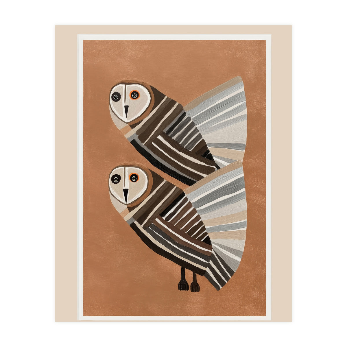 Striped Owl Pair (Print Only)