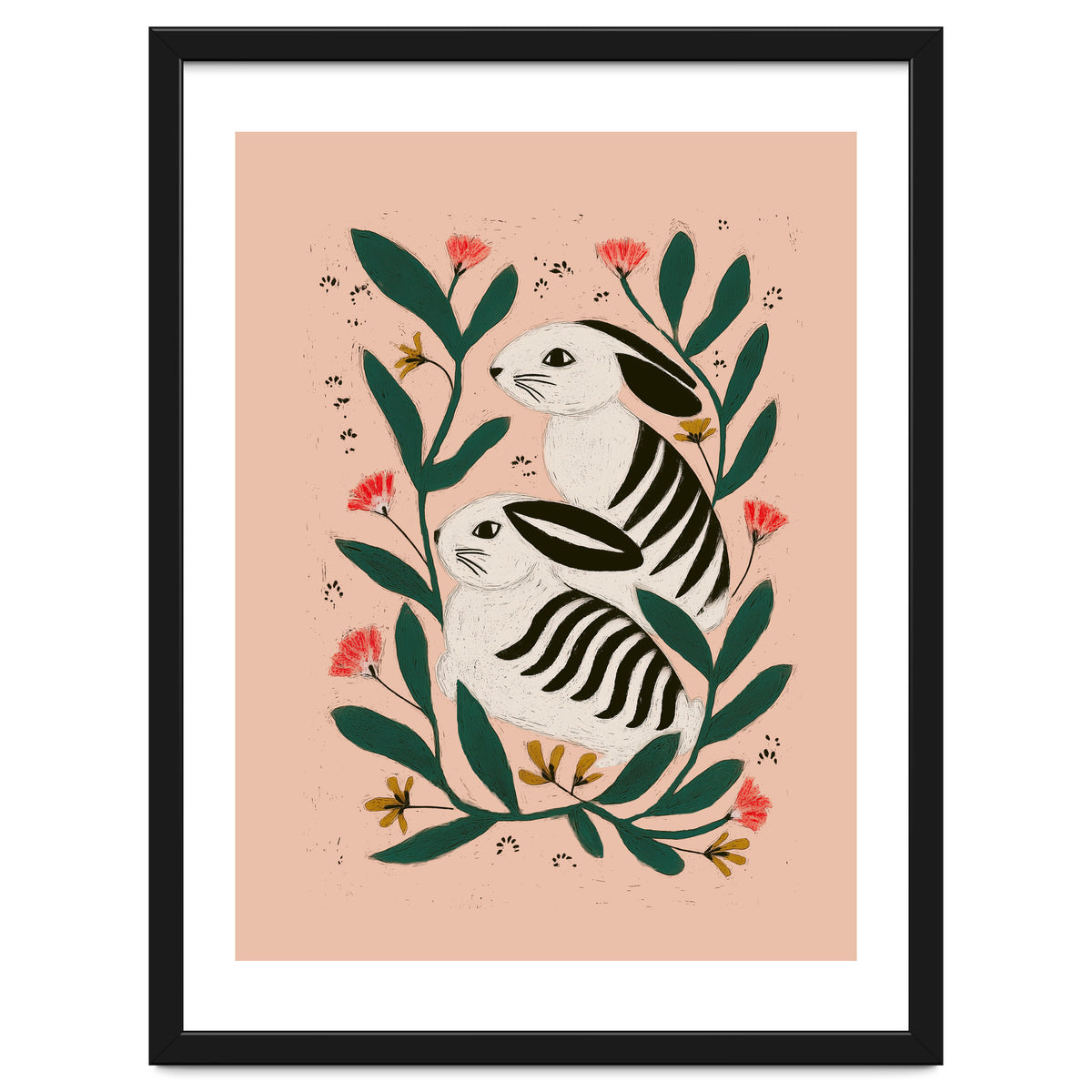 Hares Among Flowers