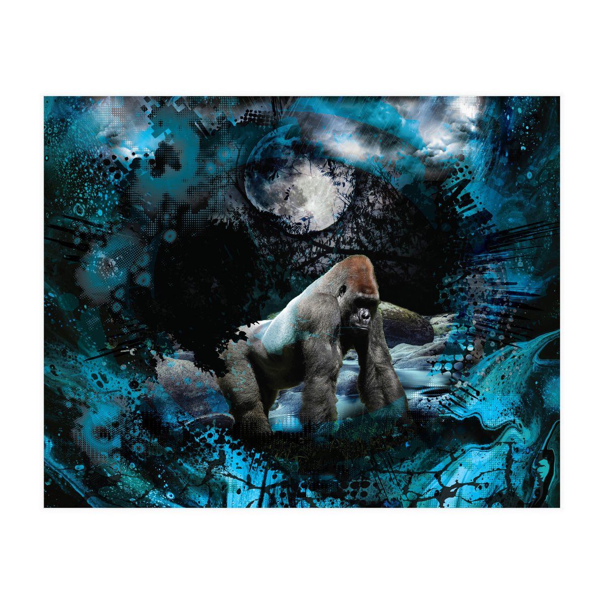 Gorilla Blue Moon Forest Scenic (Print Only)