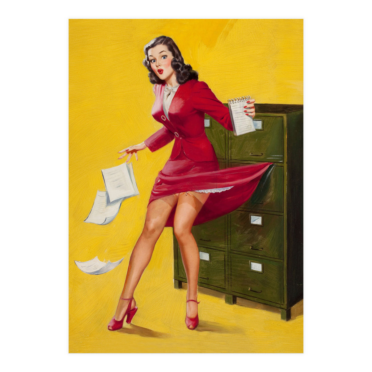 Pinup Girl In Office Accident (Print Only)