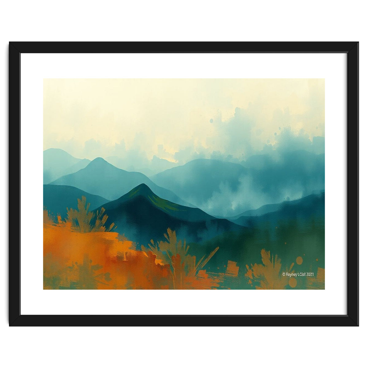 Long Title Misty Blue Mountain Range Landscape