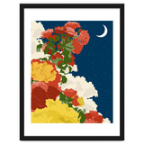 Moonlight, Vintage Botanical Nature Floral, Night Sky Illustration, Bohemian Eclectic Plants Blossom Starry Night thumbnail