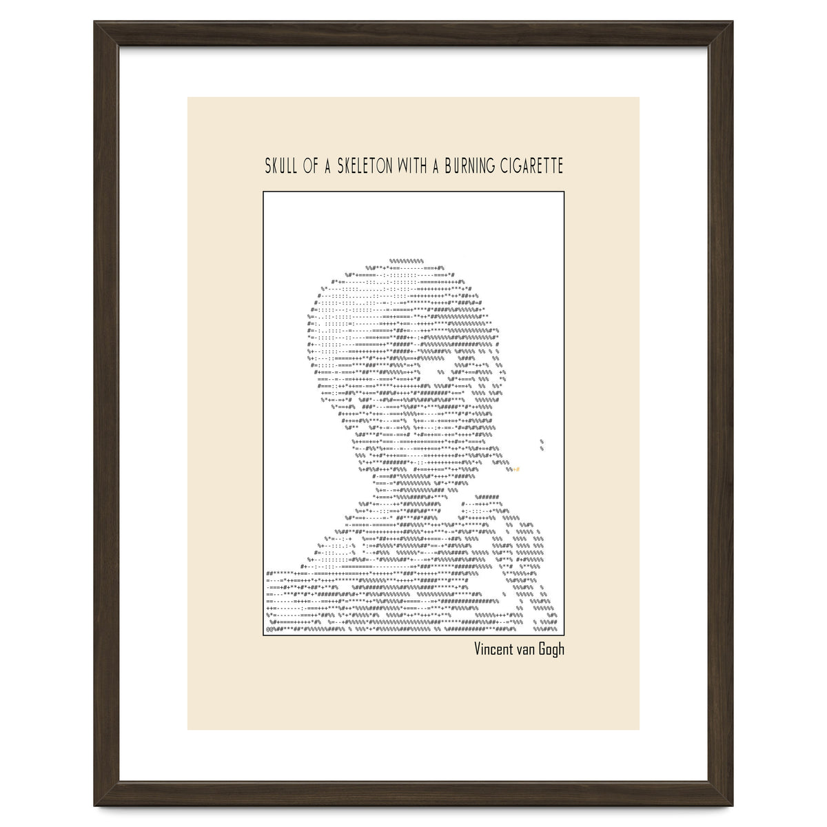 Skull Of A Skeleton With A Burning Cigarette Vincent Van Gogh Ascii Art