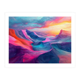 Vibrant Abstract Mountain Landscape at Sunset (Print Only) thumbnail