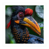 Close Up Of Helmeted Hornbill Bird In Rain (Print Only) thumbnail
