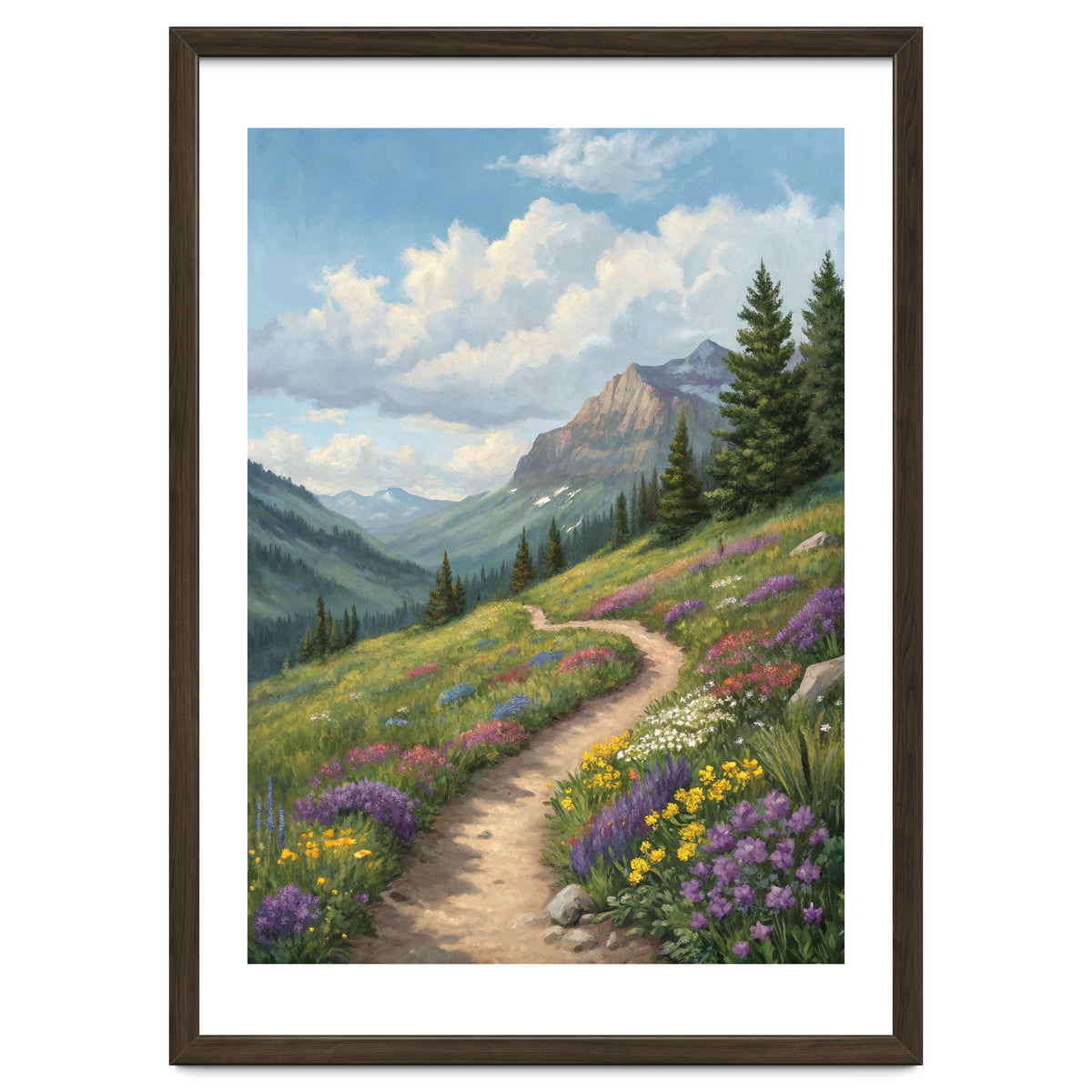 Serene Alpine Path Through Summer Wildflowers