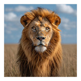 Majestic Lion In African Savanna Under Blue Sky (Print Only) thumbnail