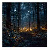 Enchanted Midnight Forest with Glowing Fireflies (Print Only) thumbnail