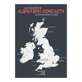 UK & Ireland Map of Alien First Contacts in Movies (Print Only) thumbnail