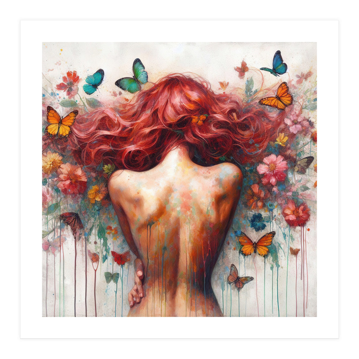 Wild Red Hair Butterfly Back (Print Only)