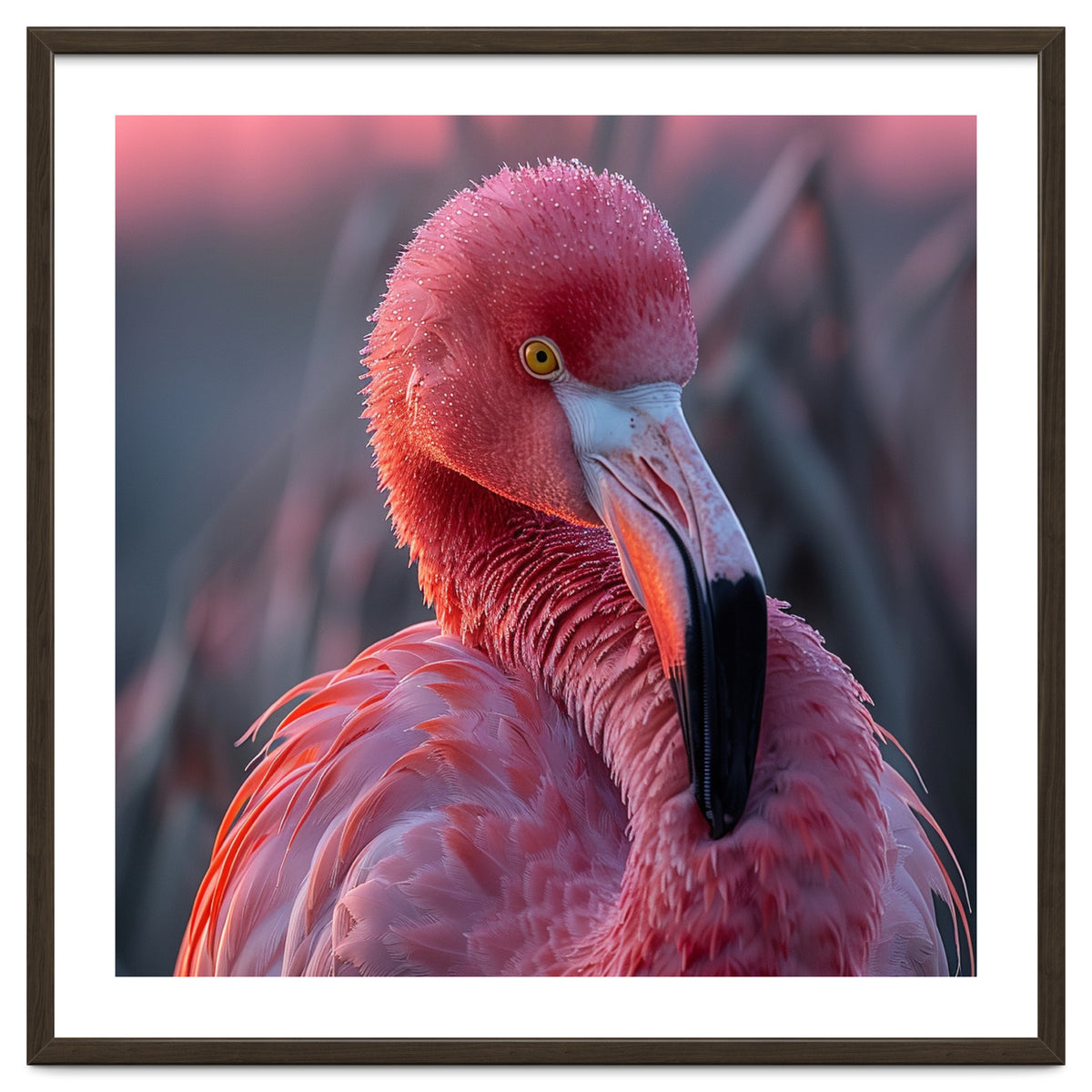 Pink Flamingo Bird Close Up Portrait