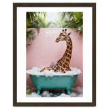 Giraffe in Bathtub, Whimsical Bathroom Art thumbnail