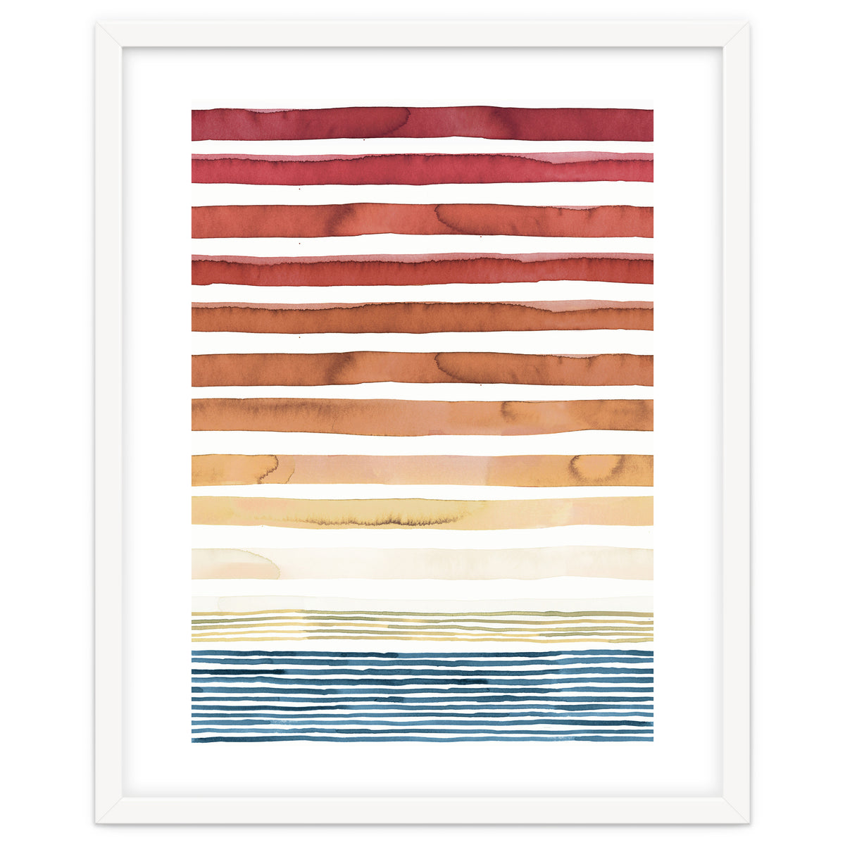 Watercolour Sunset Stripes Orange