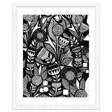 African Tribal, Black & White Abstract Drawing Sketch Line Art, Rustic Botanical Illustration, Bohemian Eclectic Scandinavian Vintage Bold thumbnail