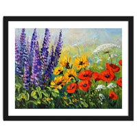 Radiant Summer Wildflower Meadow Oil Painting