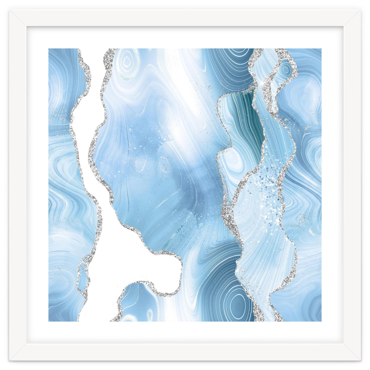 Blue & Silver Agate Glitter Texture 05