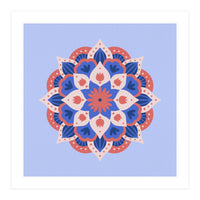 Mandala flower - blue and coral (Print Only)