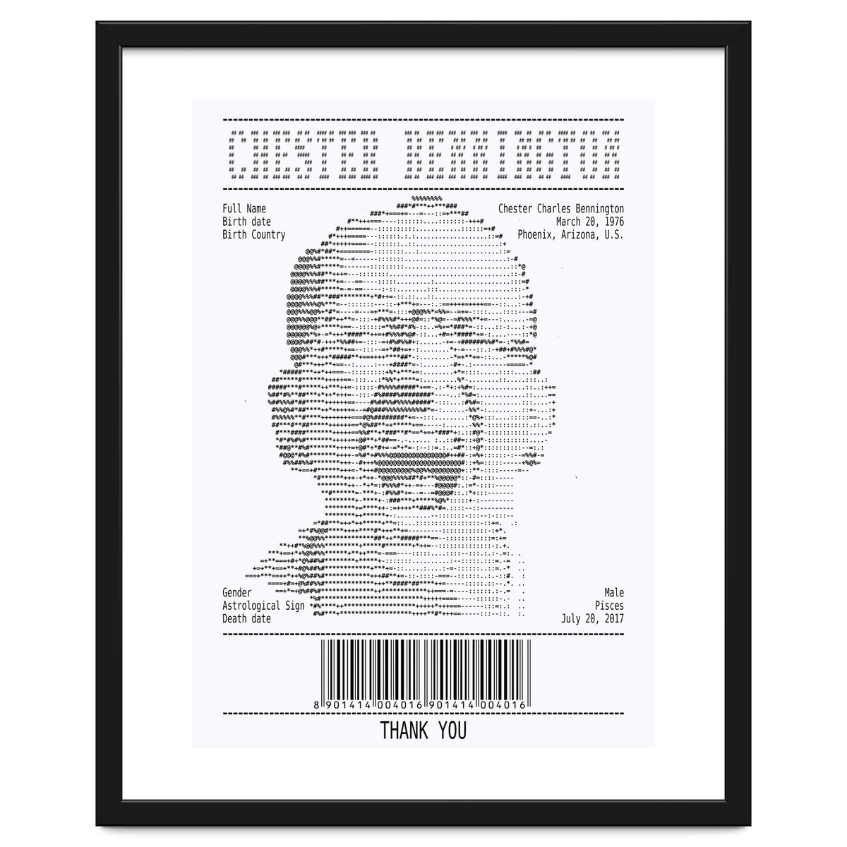 Receipt Art Chester Bennington