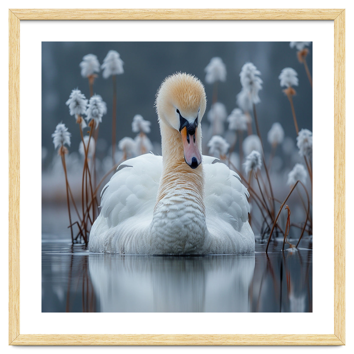 Swan Floating Serene On Calm Water