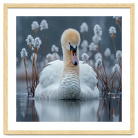 Swan Floating Serene On Calm Water