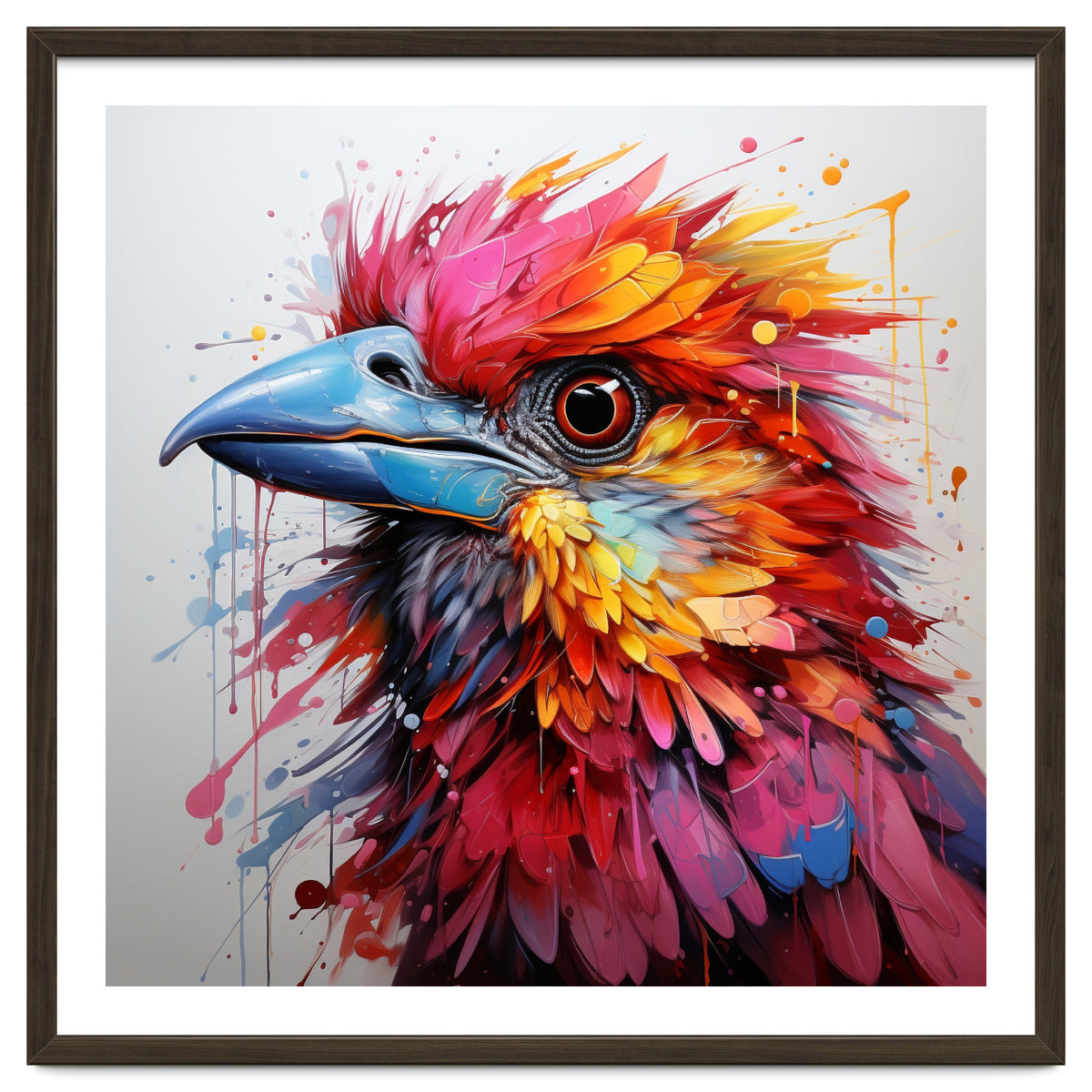 Vibrant Abstract Bird Portrait Watercolor Splash