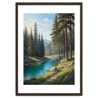 Serene Alpine Forest River Landscape