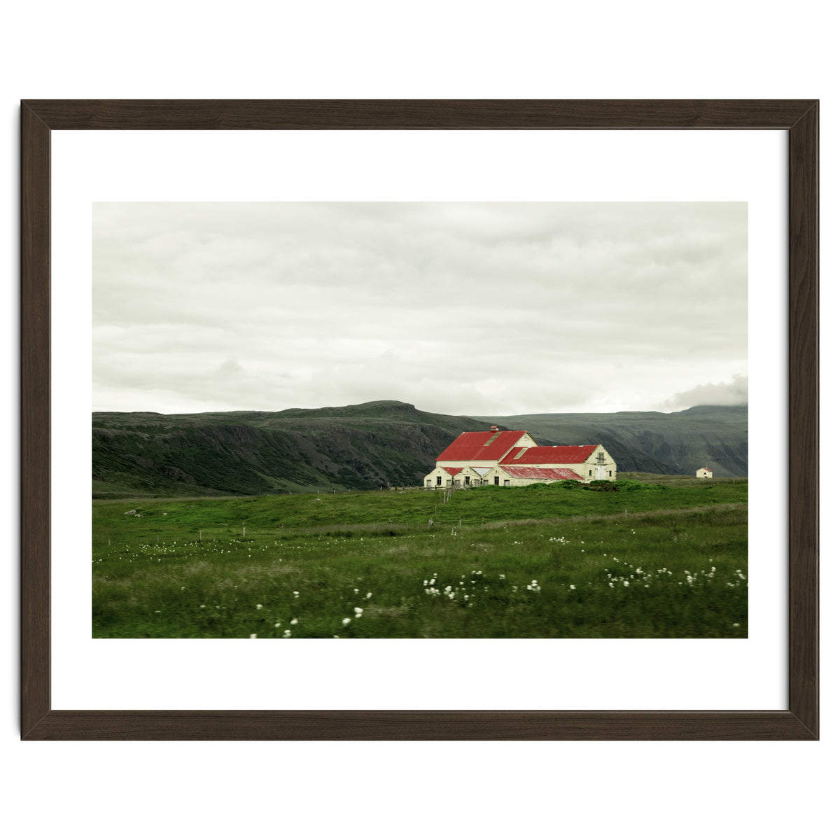 Red roof house in the greenfield - Iceland