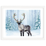 Reindeer with Christmas Lights, Deer Magical Winter Art thumbnail
