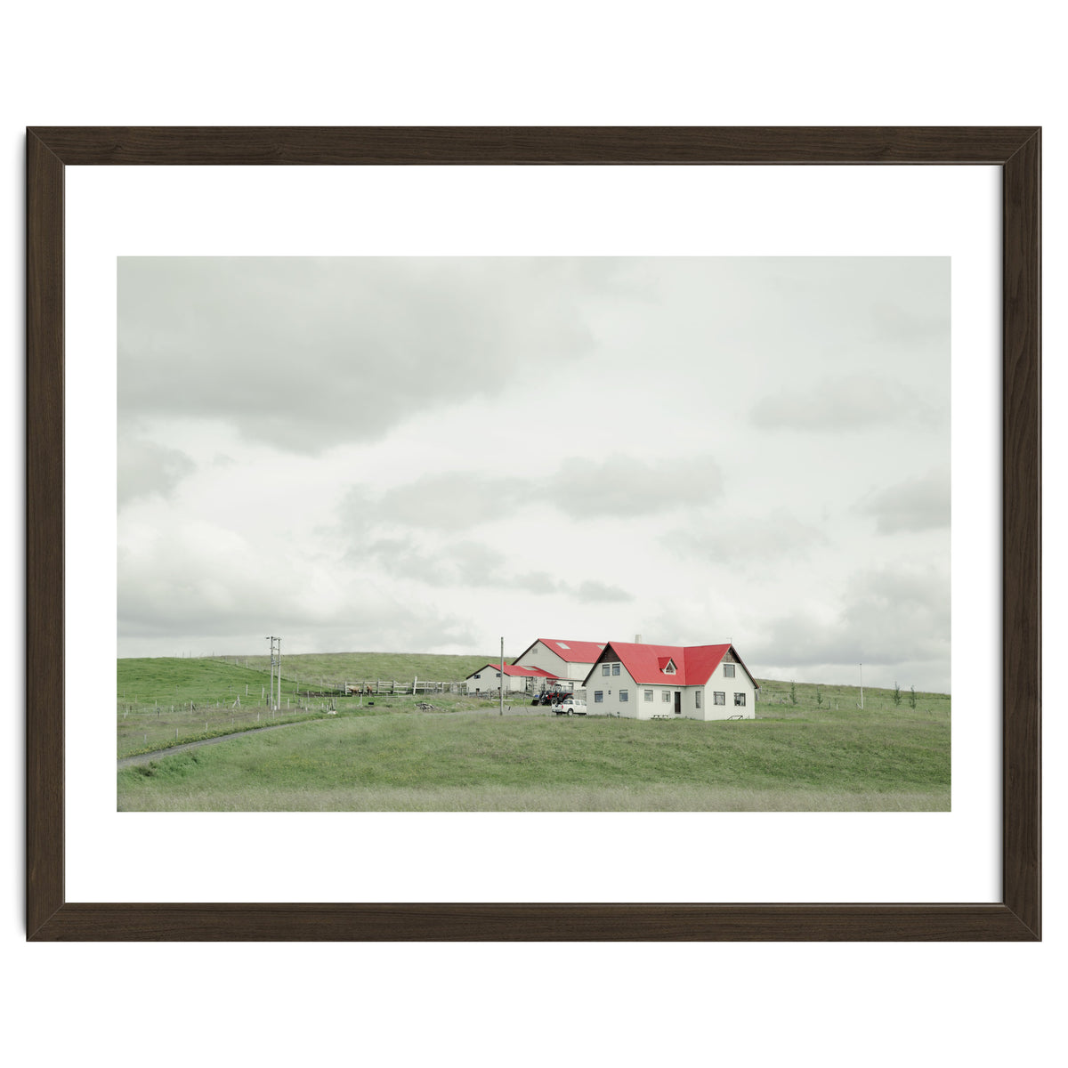Red roof house on the green hill - Iceland