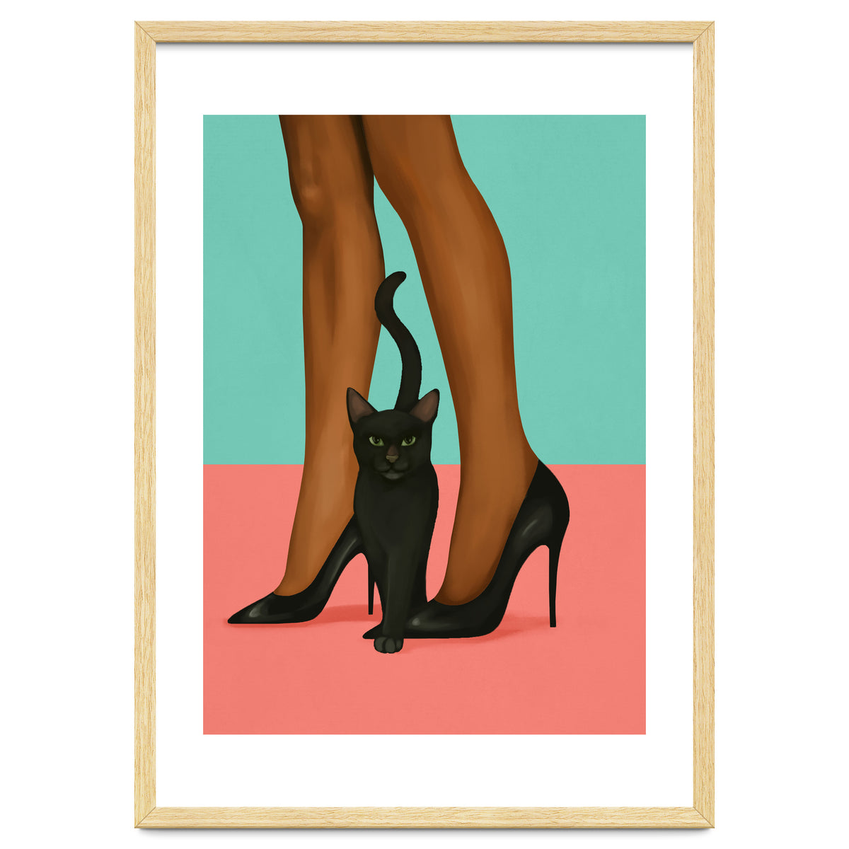 Woman In Heels With Black Cat