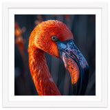 Close Up Flamingo Head Vibrant Orange Plumage thumbnail